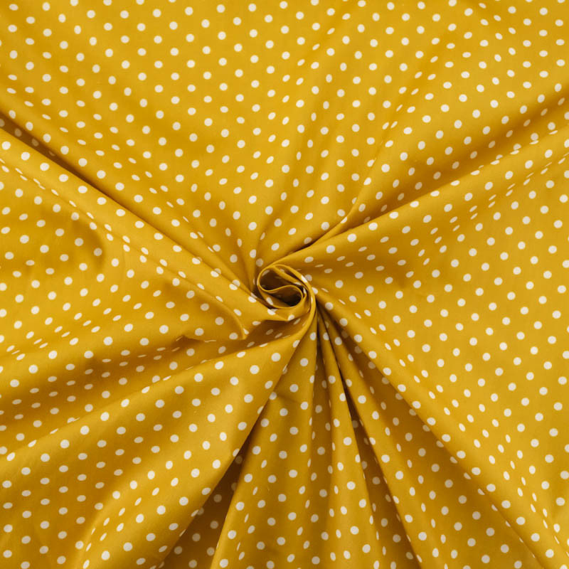 Ochre Polka Dot Cotton Poplin - Maison Klem